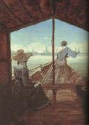 Carl Gustav Carus Boat Ride on the Elbe,near Dresden (mk10) oil